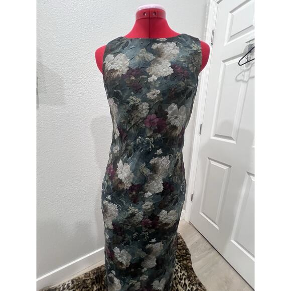 vintage Floral Maxi Dress Sleeveless Sheath Evening Cocktail Party Guest - Picture 1 of 8